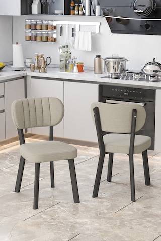 Parla Mutfak Sandalyesi Yemek Odası Bahçe Balkon Otel Restoran Kafe Sandalyesi - 6 Adet - Krem Krem