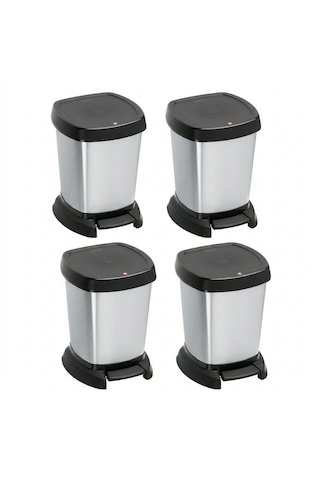 Paso Dekoratif Çöp Kutusu 6 L 4'lü Set - Gümüş