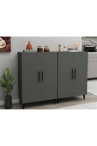 Reyo Home Enda Raflı 4 Kapaklı Çok Amaçlı Dolap Antrasit