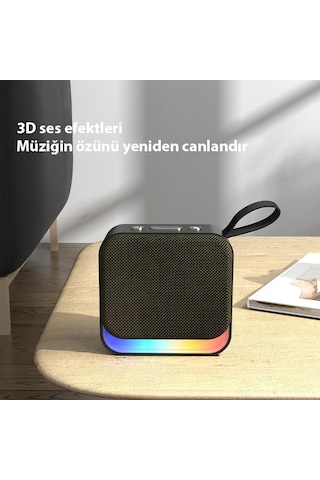 Rgb Işıklı Taşınabilir Bluetooth Hoparlör Mini Kablosuz Speaker