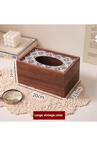 Vintage Renk Büyük Mendil Kutusu, Masif Ahşap Çin Retrosu A
