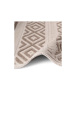 Bluenity Hat Doğal Pamuklu 2'li Banyo Kilim Seti 60x100+50x60 Cm - Bej