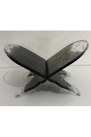 Siyah Renk Çiçekli Ve Yazı Motifli Epoksi Reçine Rahle Özel Tasarım - Tek Üretim - 37x19 Cm