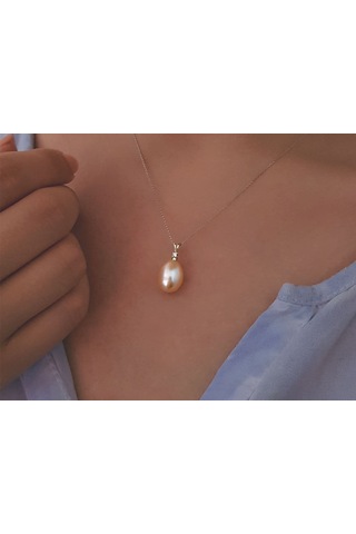 Sirius Pırlanta Taşlı Drop Pembe Inci Kolye 0802P0001