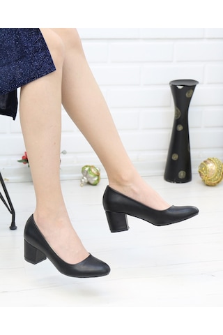 Nesilshoes Nesil Shoes Bln 110 Siyah Günlük Topuklu Kadın Ayakkabı