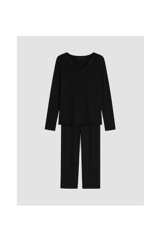 Lcw Dream Siyah V Yaka Dantelli Kadın Pijama Takımı