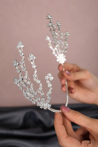 FdayAksesuar Gelinlere Özel Zirkon Taşlı Helen Çift Tarafli Gelin Saç Aksesuarı FRDY31669