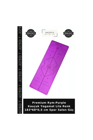 Premium Rym-purple Kauçuk Yogamat Lila Renk 183 68 0,5 Cm Spor Salon Güç