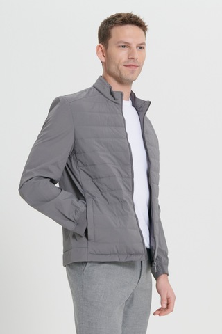 AC&Co / Altınyıldız Classics Erkek Grı Standart Fit Normal Kesim Gizli Kapüşonlu Yan Cep Mont Gri