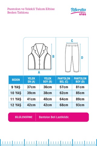 Merdia Kids Kız Çocuk Keten Yelek Ve Pantolonlu 2li Takım Vizon