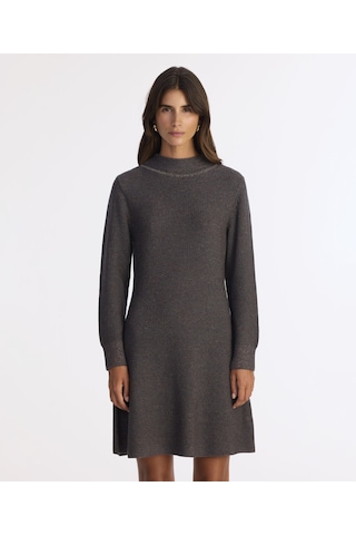 Yargıcı A Form Kayık Yaka Uzun Kol Elbise 25kkel7008x 059 Gri