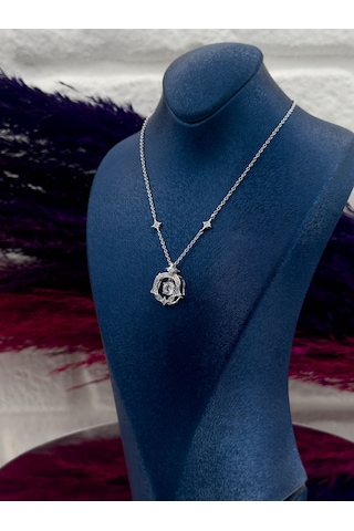 925 Ayar Gümüş Özel Tasarım Kuzey Yıldızı Modeli Zarif Kadın Kolye Gümüş