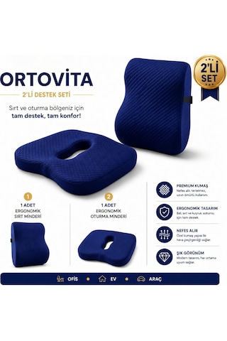 Yeni Nesil Visco Ortopedik Ergonomik Omurga Sağlığını Koruyan Mavi Oturma Minderi Ve Sırtlık 2