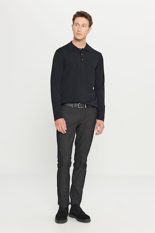 AC&Co / Altınyıldız Classics Erkek Sıyah Standart Fit Normal Kesim Polo Yaka Basic Triko Kazak SIYAH