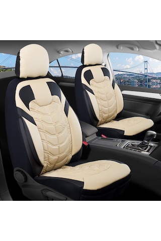 Opel Astra H Hb Uyumlu Full Deri Oto Koltuk Kılıfı Ön Arka Set Classy Model Bej Siyah Fs