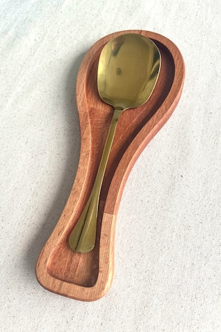 Ahşap Kirli Kaşıklık - Kaşık Altlığı / Kepçelik 27x11 Cm Doğal Kayın Ağacı - Kl-kp52s7