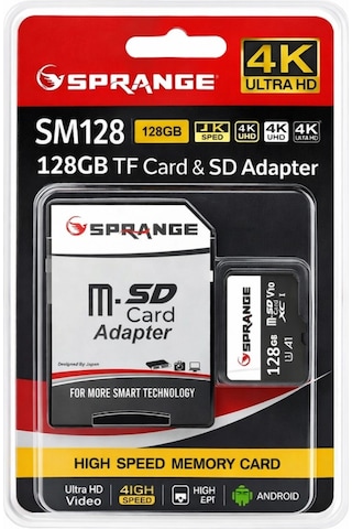 Sprange Sm128 High Speed 4k Ultra Hd 128gb Tf Kart & Sd Adaptör