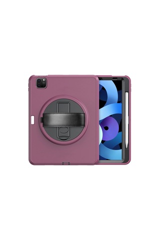 Apple İpad Pro 11 2018 Kılıf Hand Strap Tablet Kılıfı - Mürdüm Arka Kapak