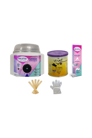 Ekamix Konserve Ağda Makinesi + Vivet Naturel Ağda 240 ML + Bez 10 M