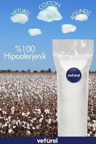 Veturel Kedi Göz Temizleme Solüsyonu Akıntı Alerji Kızarıklık Gözyaşı Lekesi 100ml Disk Pamuk 50li