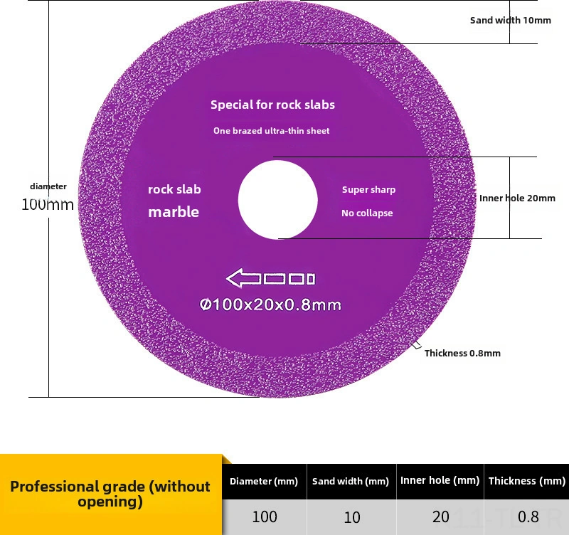 Hombey Profesyonel Mermer Seramik Kesici: Ultra İnce Taş Panel İçin Diamantlı Fırçalı Testere, Kırılma Olmadan Kuru Kesim Φ100 10 Açılmaz