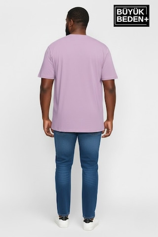 Superlife Erkek Büyük Beden Unified Collective Baskılı 3xl-6xl Bisiklet Yaka Tshırt Spr26bts510-10 Lila