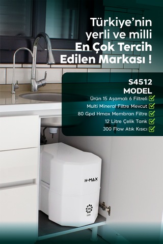 12 L Çelik Tank 15 Aşama Multi Mineral Su Arıtma Cihazı Hmaxs4512