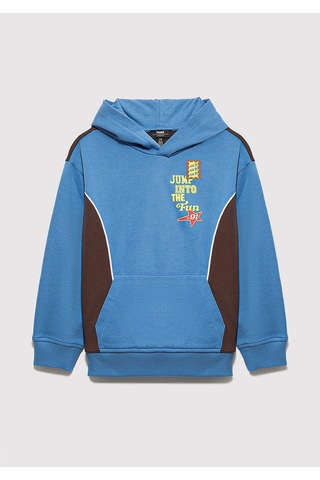 Mavi - Baskılı Kapüşonlu Mavi Sweatshirt 6s10166-70724 Mavi