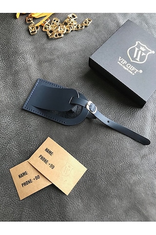 Vip Gift Voyager Bagaj Isimlik Valiz Bavul Etiketi Hakiki Deri Bav011 Lacivert