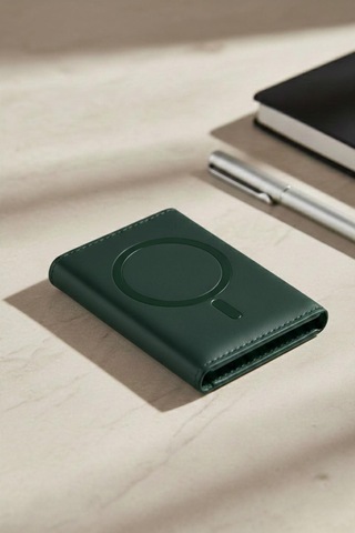 Constraın - Magsafe İle Uyumlu Deri Kartlık Cüzdan - Koyu Yeşil