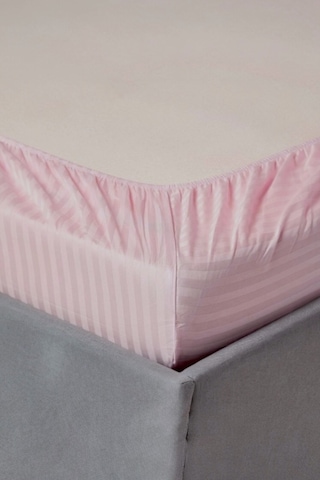 Alla Turca 100x200 Pamuk Saten Lastikli Çarşaf Seti Pudra