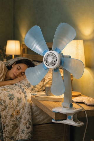 Waldern Taşınabilir, Sessiz Akrobat - Klipsli Fan - Masa Üstü Mavi Vantilatör - 32 Cm & 180 Eğim