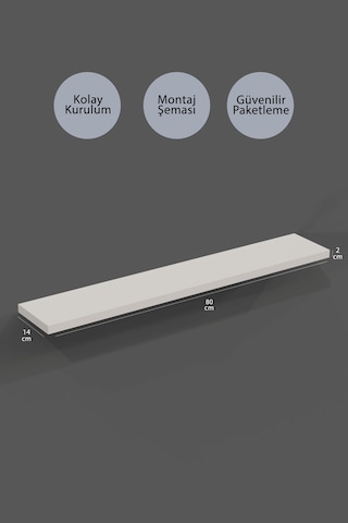 Yankı-BYEG 2li 80 cm Mat Beyaz Mdf Duvar Rafı Gizli Bağlantı Kitaplık