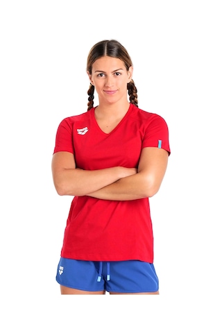 Arena Team Panel Kadın Kırmızı Günlük Stil T-shirt 004892400 Kırmızı