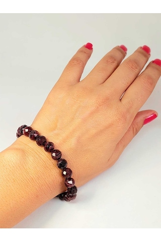 Lal Granat Garnet Taşı Faset Kesim 8mm Unisex Bileklik 42515 Çok Renkli