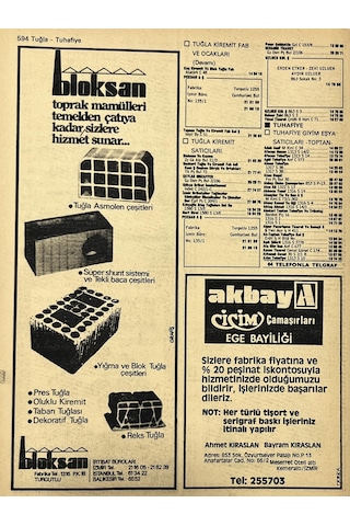 İzmir 1982-1983 Meslek Reklam İlanı Efemera S593