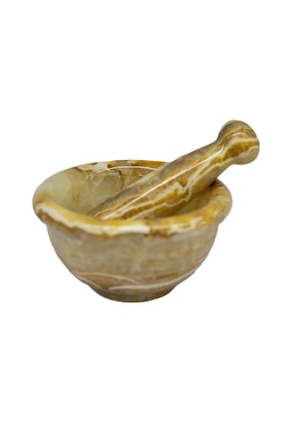Mutfak Doğal Taş, Oniks, Havan, - Damarlı Akik, Doğal, Desenli