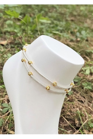 Gümüş Kazaziye Dorika Detaylı Halhal 02 Hal02gy Altın Sarısı