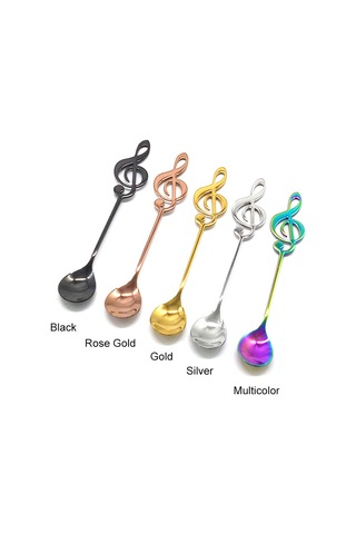 Kosona 304 Paslanmaz Çelik Gitar Desenli Kahve Kaşığı - Müzik Stili Karıştırıcı Spoon Siyah Diğer