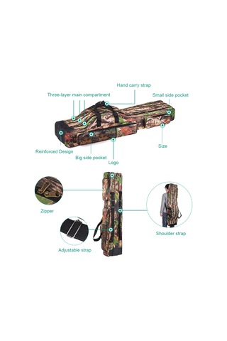 120 Cm/150 Cm 3 Katmanlar Balıkçılık Çanta Taşınabilir Ağaç Kamuflajı