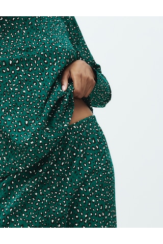 Marks & Spencer %100 Pamuklu Baskılı Pijama Takımı T37004621F Yeşil