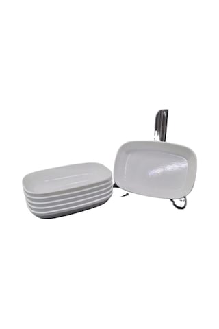 10 Ad Beyaz Meze Melamin Botanika Termostar Merid Kayık Tabak 14 Cm