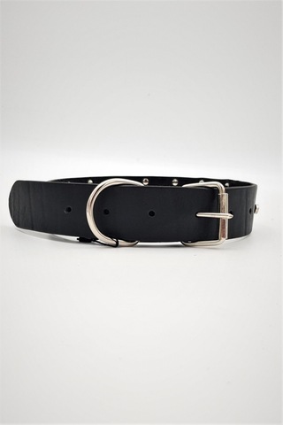 Hakiki Deri Ayarlanabilir Büyük Irk Köpek Tasması 4 CM x 67 CM Haki