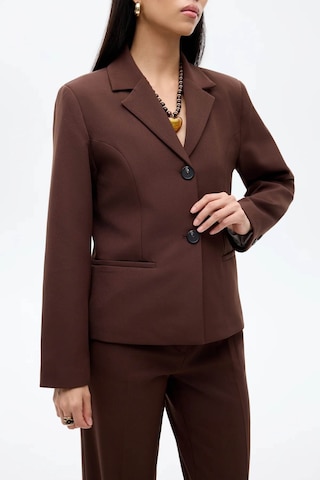 Quzu Çift Düğmeli Dikiş Detaylı Kahverengi Kadın Blazer Ceket Ckt00882 Kahverengi