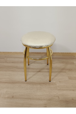 Evko Mobilya Tabure, Bar Taburesi, 2'li Tabure, Gold Ayaklı-krem