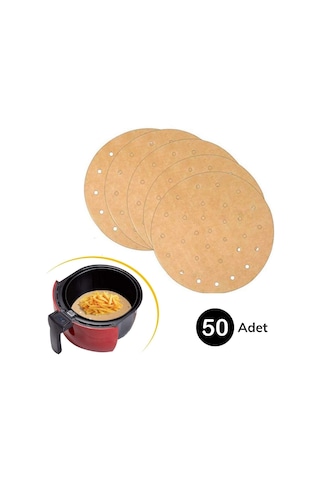 Buradabuldun 50 Adet Air Fryer Pişirme Kağıdı Tek Kullanımlık Gıda Pişirme Kağıdı Delikli Yuvarlak Model