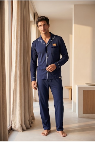 Katia&bony Erkek Teddy Desenli Kutulu Pijama Takımı Lacivert Lacivert