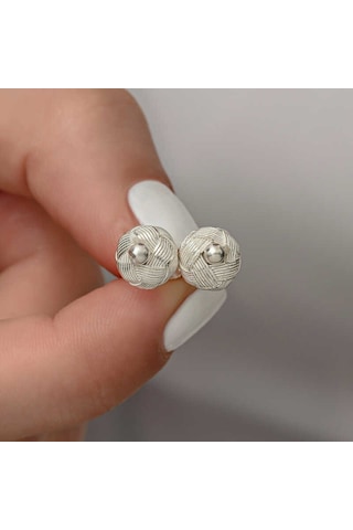 Gümüş Kazaziye Örgü Kadın Küpe 14 MM Gümüş