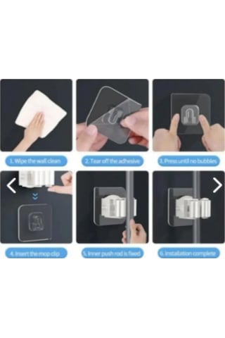 4 Lü Yapışkanlı Pratik Mop Temizlik Fırçası Tutucu Paspas Süpürge Fırça Ve Mop Askısı Beyaz Askı Set Renkli