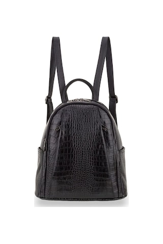 Bilik Deri Siyah Kroko Deri Kadın Sırt Çantası Blm01 9550 Siyah
